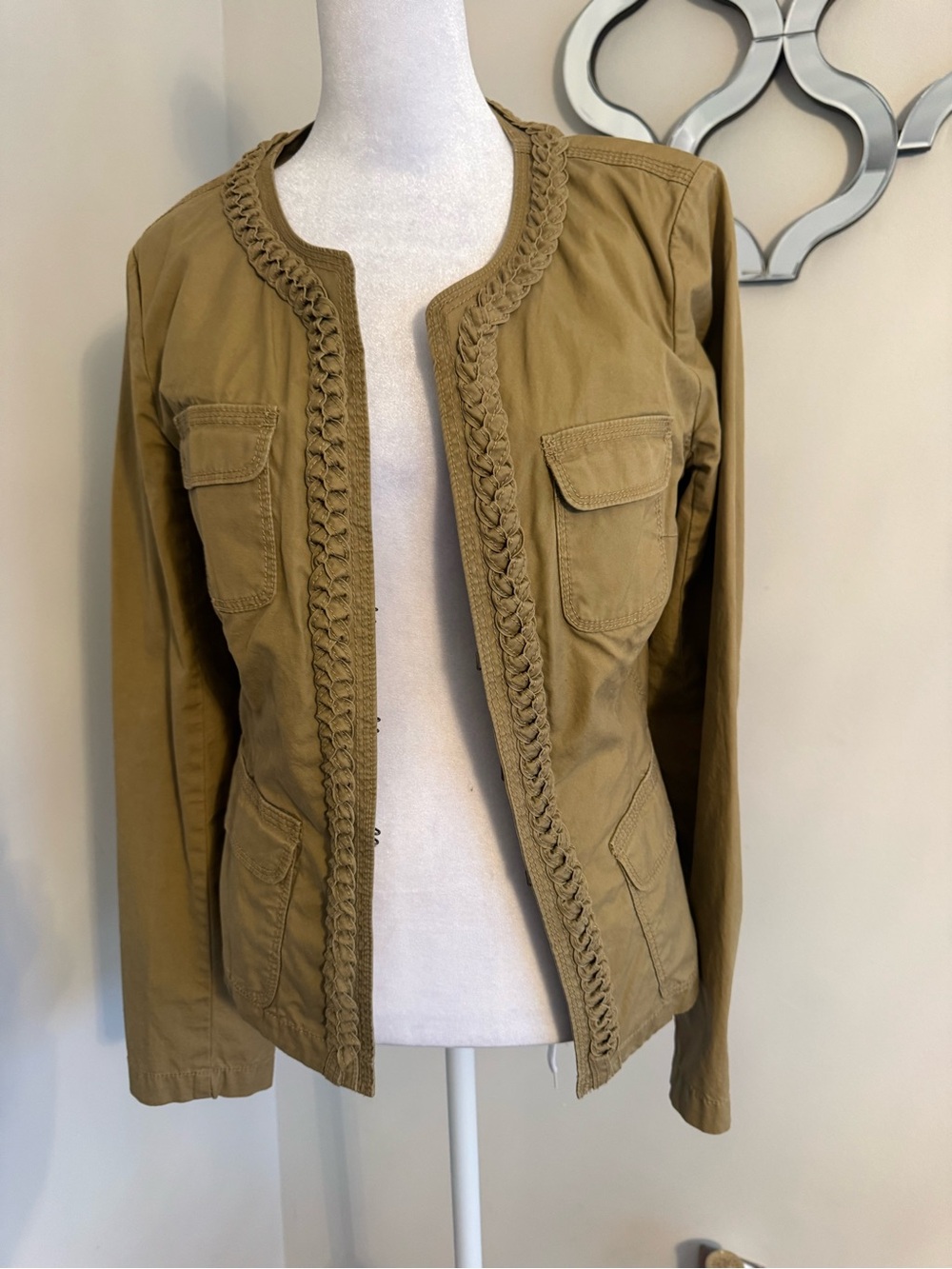 J. Crew Braided-Trim Utility Jacket - Khaki